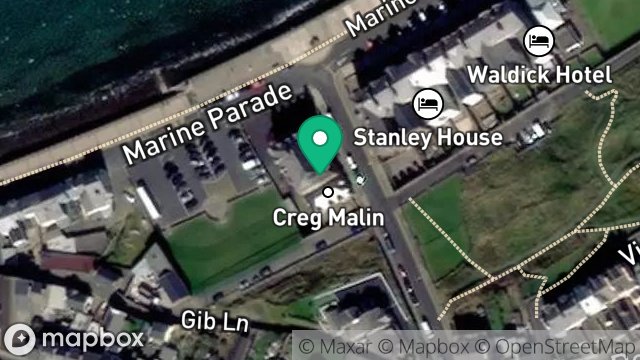 Map showing CREG MALIN HOTEL, MARINE PARADE, PEEL, ISLE OF MAN, IM5 1PA