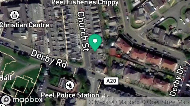 Map showing 25, CHURCH STREET, PEEL, ISLE OF MAN, IM5 1HN