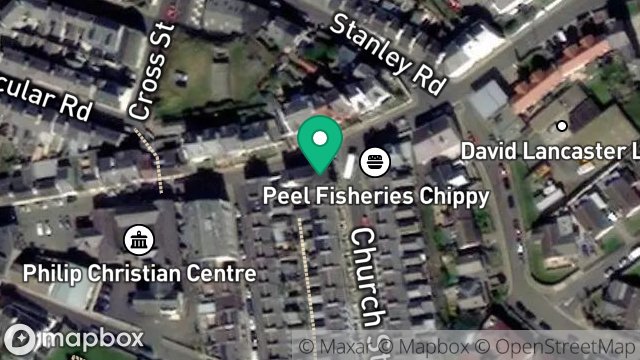 Map showing 2, CHURCH STREET, PEEL, ISLE OF MAN, IM5 1HL