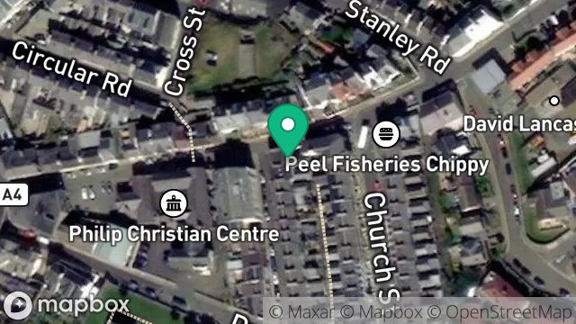 Map showing 1, MONA STREET, PEEL, ISLE OF MAN, IM5 1HJ