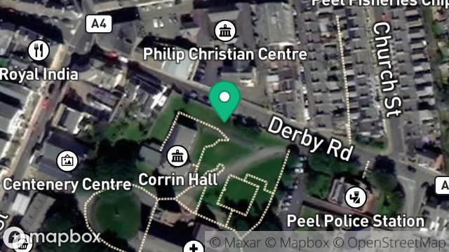 Map showing LAND AT ST GERMAN'S CATHEDRAL, DERBY ROAD, PEEL, ISLE OF MAN, IM5 1NH