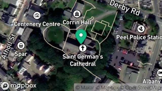 Map showing ST GERMANS CATHEDRAL, DERBY ROAD, PEEL, ISLE OF MAN, IM5 1HH