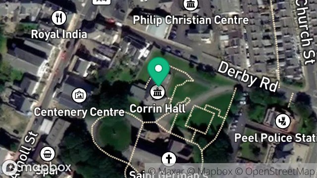 Map showing THE VICAR & WARDENS OF ST. GERMANS CATHEDRAL, CORRIN HALL, DERBY ROAD, PEEL, ISLE OF MAN, IM5 1HH