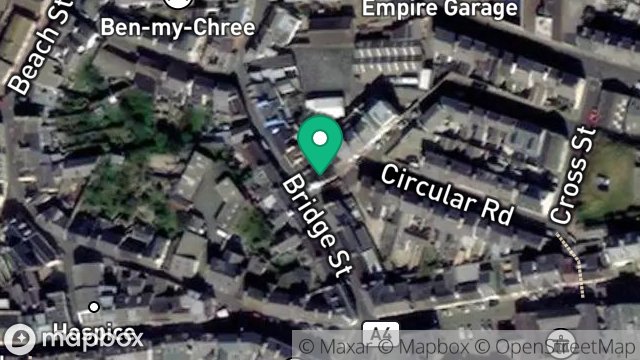 Map showing 12, BRIDGE STREET, PEEL, ISLE OF MAN, IM5 1NF