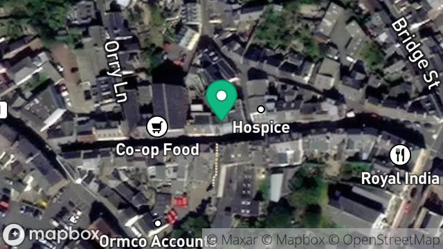 Map showing MUFFINS, 21, MICHAEL STREET, PEEL, ISLE OF MAN, IM5 1HB