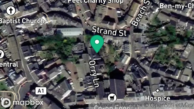 Map showing 1, ORRY LANE, PEEL, ISLE OF MAN, IM5 1NN