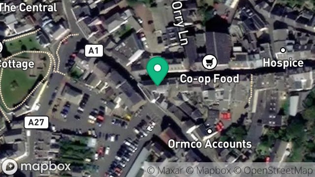 Map showing HARMONY HOMES, 2, MICHAEL STREET, PEEL, ISLE OF MAN, IM5 1HA