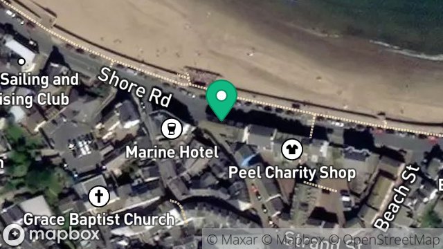 Map showing FLAT 1, HARBOUR LIGHTS, SHORE ROAD, PEEL, ISLE OF MAN, IM5 1AH