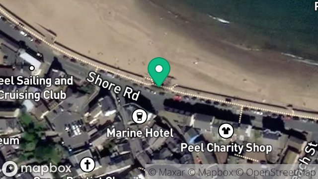 Map showing KIOSK, SHORE ROAD, PEEL, ISLE OF MAN, IM5 1AH