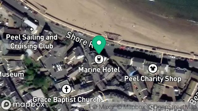 Map showing THE MARINE HOTEL, SHORE ROAD, PEEL, ISLE OF MAN, IM5 1AH