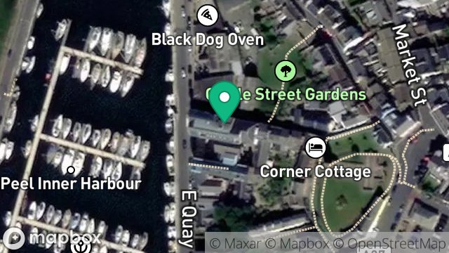 Map showing THE CAFE, THE NET LOFT, EAST QUAY, PEEL, ISLE OF MAN, IM5 1AR