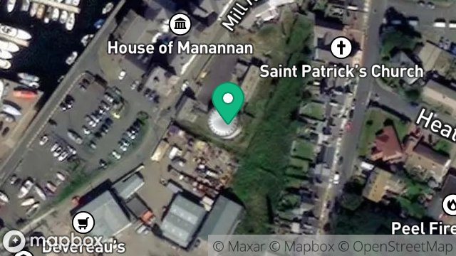 Map showing GAS WORKS, MILL ROAD, PEEL, ISLE OF MAN, IM5 1AX