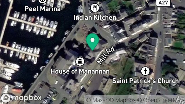 Map showing PEEL HERITAGE CENTRE, MILL ROAD, PEEL, ISLE OF MAN, IM5 1TA