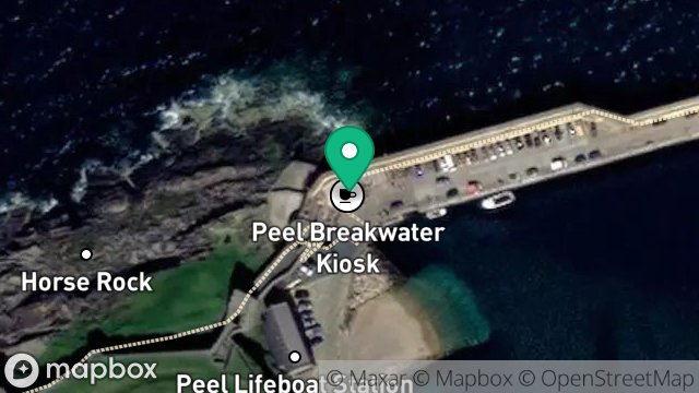 Map showing KIOSK, MILL ROAD, PEEL, ISLE OF MAN, IM5 1TB