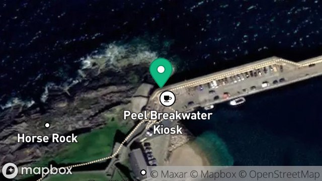 Map showing ELEVATED SEATING PLATFORM, PEEL BREAKWATER, WEST QUAY, PEEL, ISLE OF MAN, IM5 1TB