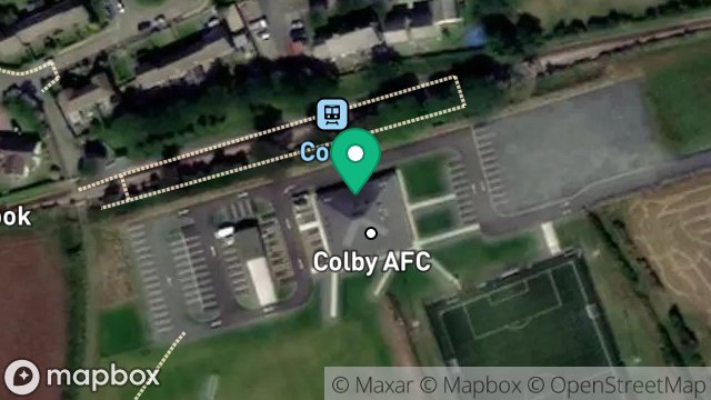 Map showing SURE TELECOMS MAST, COLBY AFC CLUBHOUSE, MAIN ROAD, COLBY, ISLE OF MAN, IM9 4LR