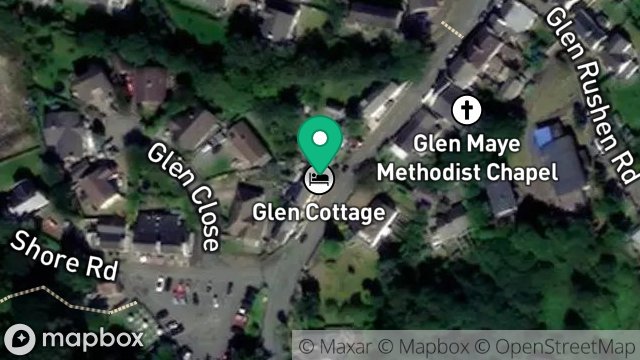 Map showing GLEN COTTAGE, GLEN MAYE HILL, GLEN MAYE, ISLE OF MAN, IM5 3BE
