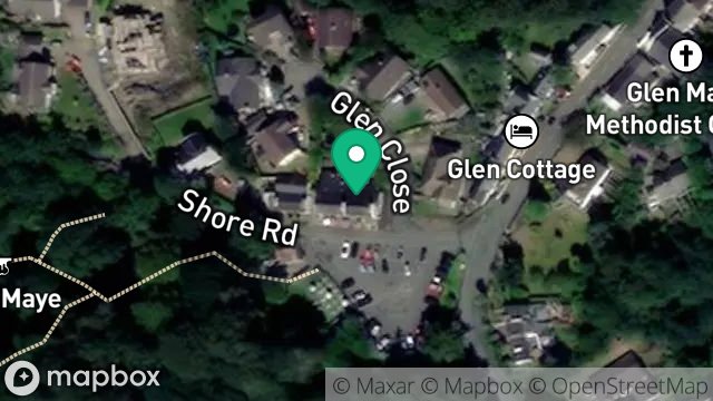 Map showing WATERFALL HOTEL, SHORE ROAD, GLEN MAYE, ISLE OF MAN, IM5 3BG