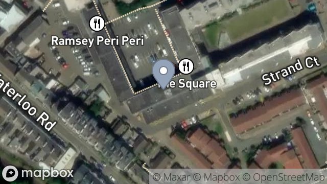 Map showing TESCO EXPRESS, 1A, ST. PAULS SQUARE, RAMSEY, ISLE OF MAN, IM8 1LE