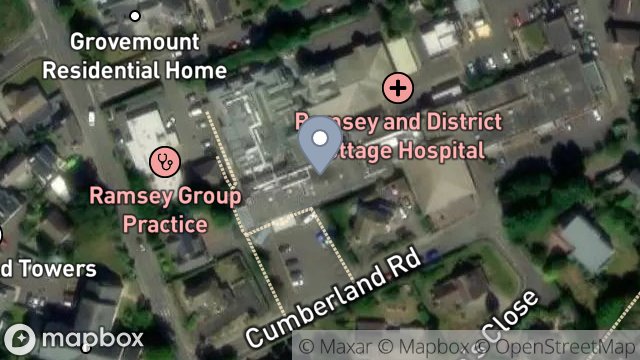 Map showing RAMSEY & DISTRICT COTTAGE HOSPITAL, CUMBERLAND ROAD, RAMSEY, ISLE OF MAN, IM8 3RH