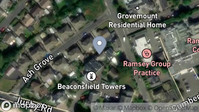 Map showing BEACONSFIELD BUNGALOW, BOWRING ROAD, RAMSEY, ISLE OF MAN, IM8 3EU