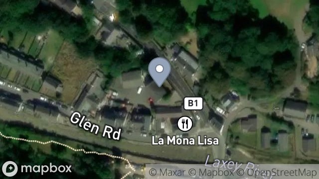 Map showing COMMUNAL/LANDLORDS BLOCK 1-4, GLEN VIEW APARTMENTS, MINORCA HILL, LAXEY, ISLE OF MAN, IM4 7DN