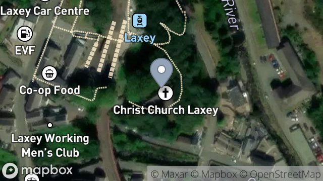 Map showing CHRIST CHURCH, CHURCH HILL, LAXEY, ISLE OF MAN, IM4 7AX