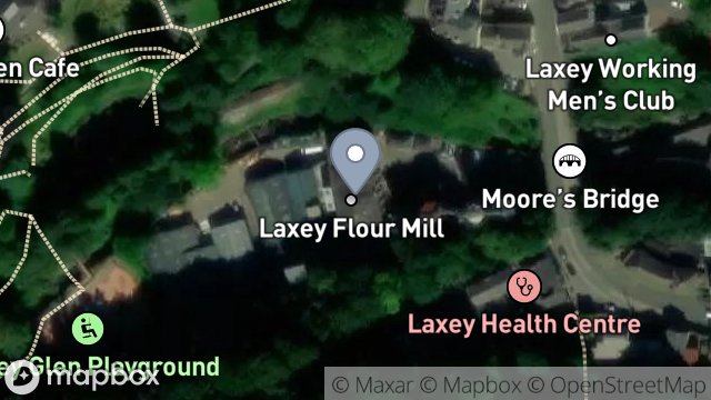 Map showing FLOUR MILL, MILL ROAD, LAXEY, ISLE OF MAN, IM4 7AU