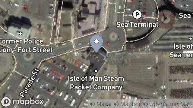 Map showing ISLE OF MAN GOVERNMENT, MANX INDUSTRIAL RELATIONS SERVICE, IMPERIAL BUILDINGS, BATH PLACE, DOUGLAS, ISLE OF MAN, IM1 2BY