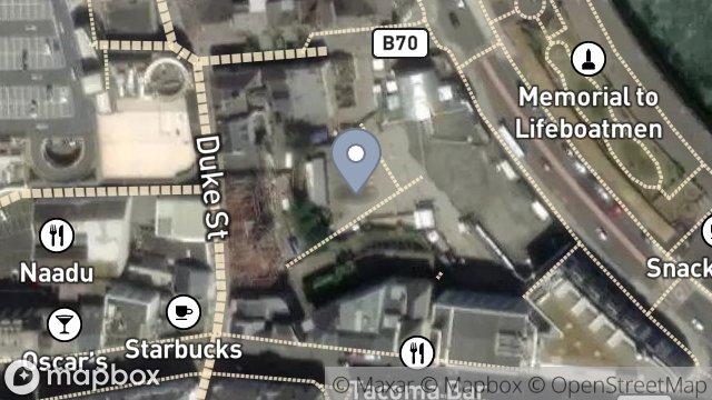 Map showing VILLIERS SQUARE, FORT STREET, DOUGLAS, ISLE OF MAN, IM1 2AX