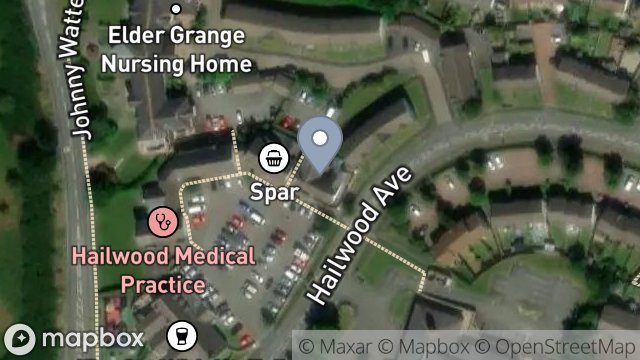 Map showing COMMUNAL/LANDLORDS, ALICE IN WONDERLAND KINDERGARTEN, HAILWOOD COURT, DOUGLAS, ISLE OF MAN, IM2 7EA