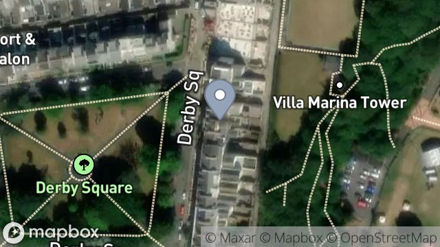 Map showing 14, DERBY SQUARE, DOUGLAS, ISLE OF MAN, IM1 3LS