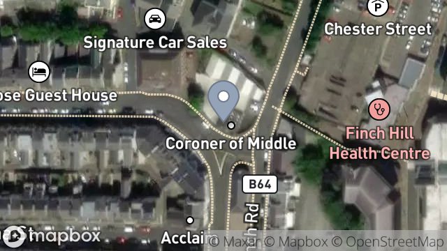 Map showing CORONERS OFFICE, 39, FINCH ROAD, DOUGLAS, ISLE OF MAN, IM1 2PW