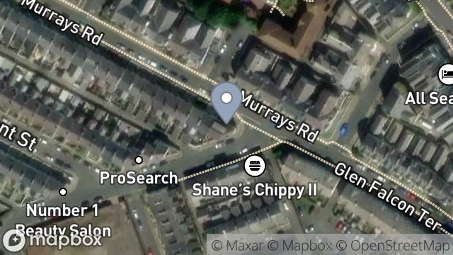 Map showing SHOP, 1-3, MURRAYS ROAD, DOUGLAS, ISLE OF MAN, IM2 3HJ