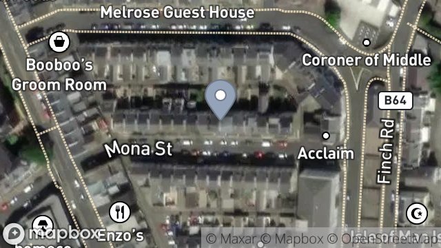 Map showing 14, MONA STREET, DOUGLAS, ISLE OF MAN, IM1 2QD