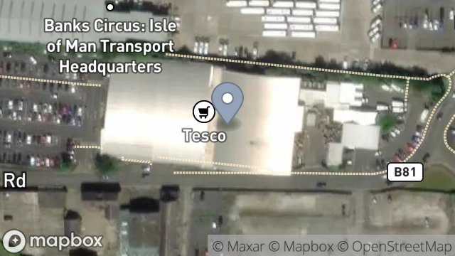Map showing TESCO STORES LTD, LAKE ROAD, DOUGLAS, ISLE OF MAN, IM1 5AF