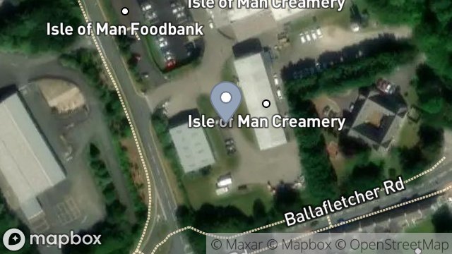 Map showing LAND AT THE ISLE OF MAN CENTRAL CREAMERY, BALLAFLETCHER FARM ROAD, CRONKBOURNE, DOUGLAS, ISLE OF MAN, IM4 4QE