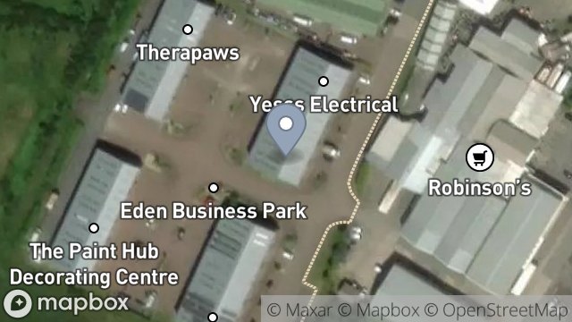 Map showing YESSS ELECTRICAL, A1 TO A4, EDEN BUSINESS PARK, COOIL ROAD, DOUGLAS, ISLE OF MAN, IM4 2AY