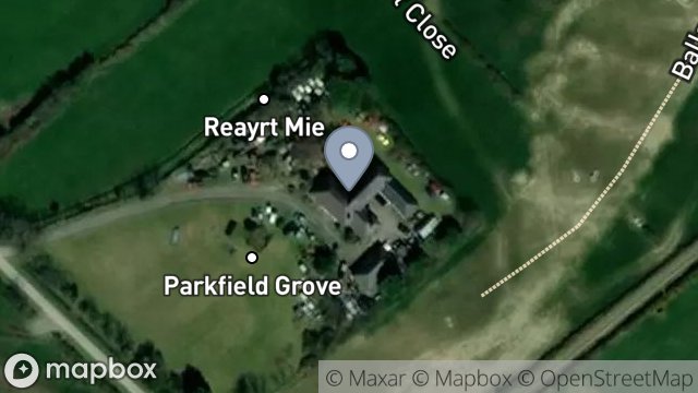 Map showing PARKFIELD, BALLAHICK LANE, BALLASALLA, ISLE OF MAN, IM9 2AD