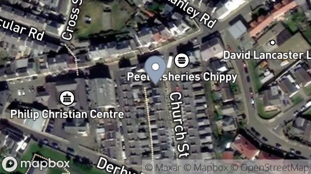 Map showing 6, CHURCH STREET, PEEL, ISLE OF MAN, IM5 1HL