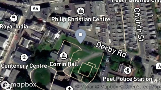 Map showing LAND AT ST GERMAN'S CATHEDRAL, DERBY ROAD, PEEL, ISLE OF MAN, IM5 1NH