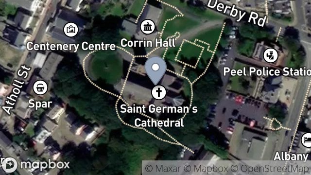 Map showing ST GERMANS CATHEDRAL, DERBY ROAD, PEEL, ISLE OF MAN, IM5 1HH