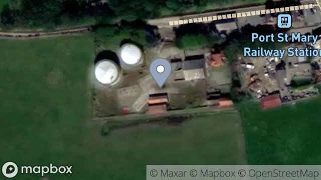 Map showing GAS WORKS, ACCESS TO GAS WORKS FROM FOUR ROADS, PORT ST MARY, ISLE OF MAN, IM9 5LF