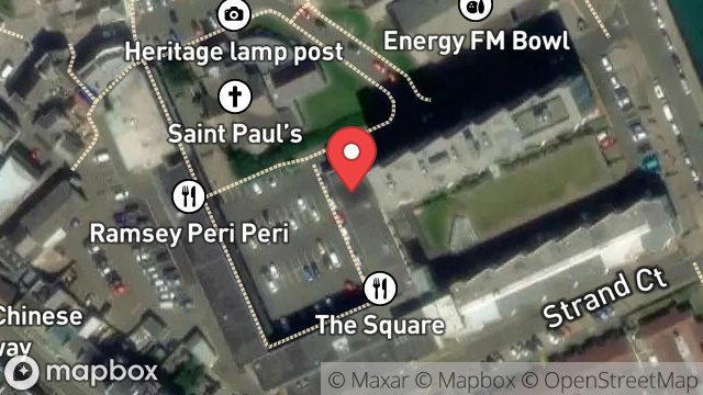 Map showing 16, ST PAULS SQUARE, RAMSEY, ISLE OF MAN, IM8 1LH