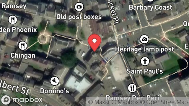 Map showing 1 BOURNE PLAICE, 1, BOURNE PLACE, RAMSEY, ISLE OF MAN, IM8 1JW