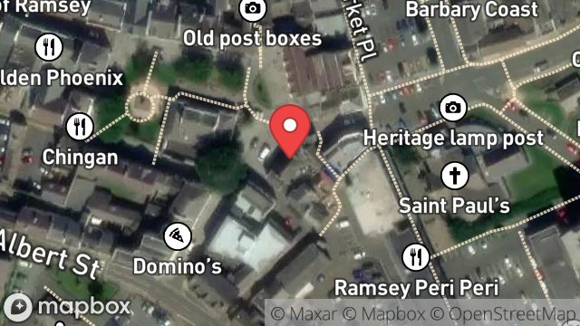 Map showing 2-3, BOURNE PLACE, RAMSEY, ISLE OF MAN, IM8 1JW