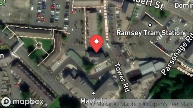 Map showing FLAT 2, TOWER HOUSE, TOWER ROAD, RAMSEY, ISLE OF MAN, IM8 2EA