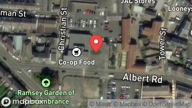 Map showing OLD CATHOLIC SCHOOL SITE, ALBERT ROAD, RAMSEY, ISLE OF MAN, IM8 1DG