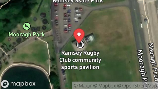 Map showing RAMSEY RUGBY CLUB PAVILION, MOORAGH PROMENADE, RAMSEY, ISLE OF MAN, IM8 3HE