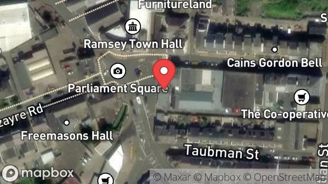 Map showing LYNDLEY DAIRY SHOP, 3-4, PARLIAMENT SQUARE, RAMSEY, ISLE OF MAN, IM8 1AH